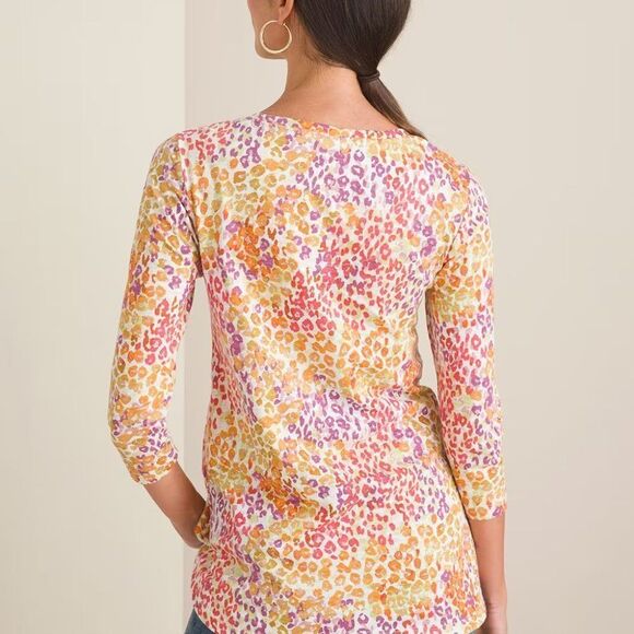 Chico Women's Classic Animal Print Cotton Modal Slub Pocket Tee, Size Large - Picture 4 of 9